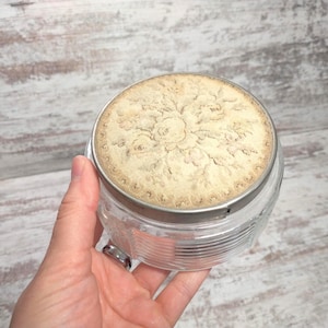 Vintage Glass Trinket Box: Mirrored Embroidered Lid, Regencycore Decor