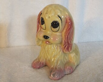 Yellow Dog Baby Planter | Vintage Yellow Sad-Eyed Dog Planter | Vintage Indoor Planter | Vintage Succulent Planter | Retro Planter Spaniel