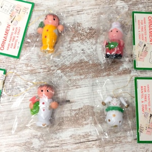 NEW Wooden Christmas Ornament Collection | Vintage Holiday Ornaments | Vintage Christmas Ornaments Set 80s Set of Wooden Ornament Figurines