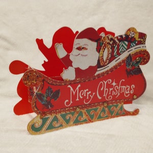 Pop-Out Santa in His Sleigh Christmas Cutout | Retro Christmas Cutout | Vtg Christmas Decor | 1970s Christmas | Vtg Santa Cardboard Decor