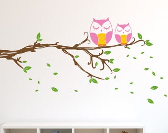 Cute Owl On The Branch Vinyl Wall Paper Decal Art Sticker T72