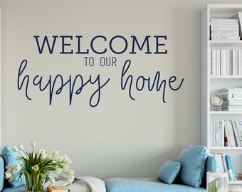 Welcome to Our Happy Home -  Vinyl Wall Quote Decal