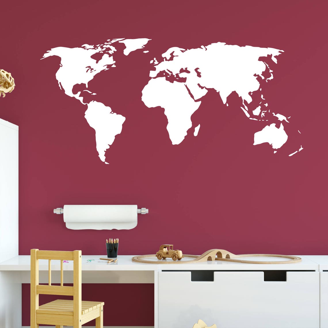 World Map Vinyl Wall Decal Etsy