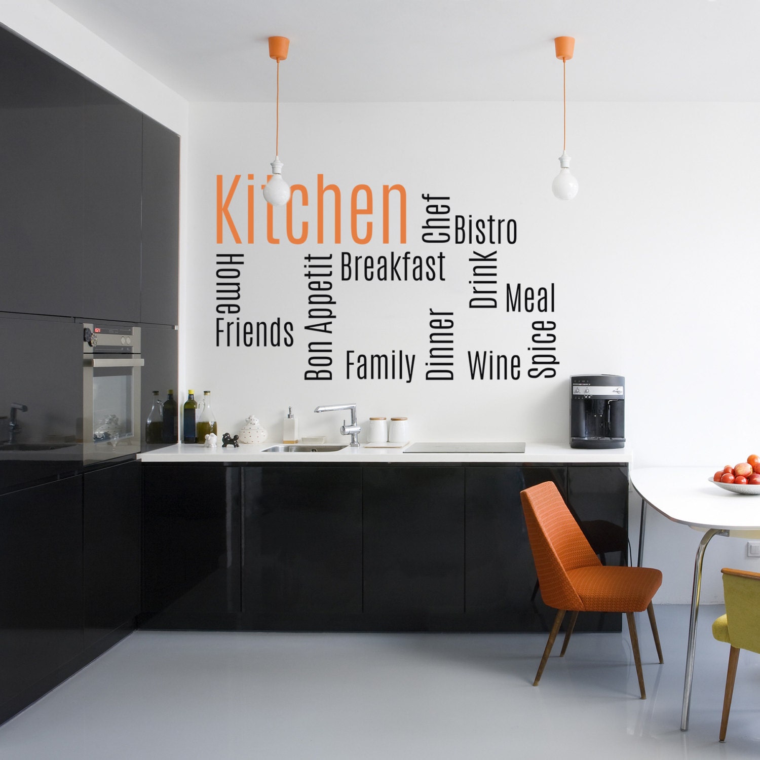 Kitchen Words Vinyl Wall Decal Quote Etsy