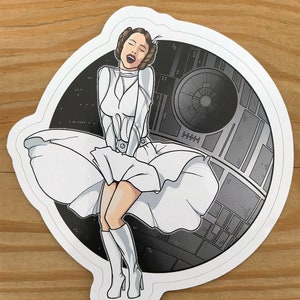 Princess Leia, Death Star, Marilyn Monroe, Dark Side Itch, Stickers, Seven Year Itch, Leia, Die Cut Sticker, 3.75&quot;x4&quot;, **Free Shipping**