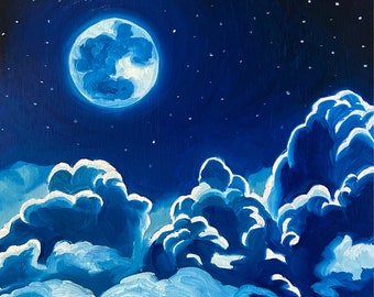 Day 15/30 Oil Painting Fantasy Moon Galaxy Landscape Dreamy