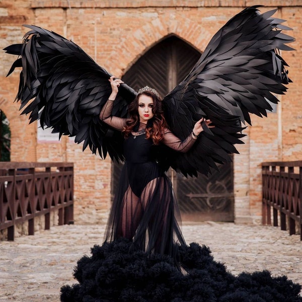 Angel wings cosplay, Black angel wings, Malefecent wings, Devil wings, Angel wings, Lucifer's wings, Black angel wings costume