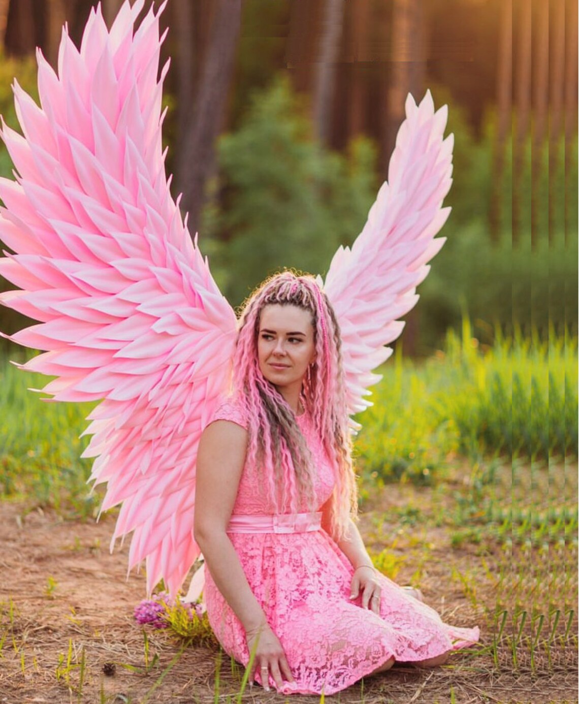 Adult Angel Costume, Pink Angel Wings, Large Wings for Photoshoot, Pink