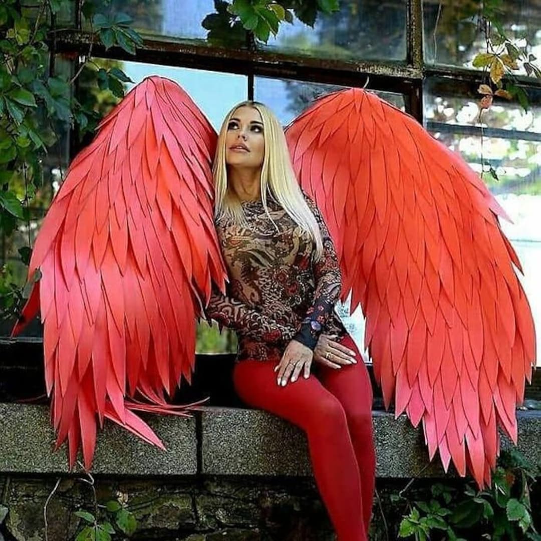 Angel Wings Costume Adult Red, Wing Hero Anime Cosplay, Large Red Angel