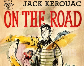 【額縁付】ジャック・ケルアック On The Road ポスターフレーム A3 路上 — ジャック・ケルアックのヴィンテージ本の初版カバーの