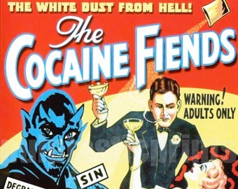 Cocaine fiends vintage Film poster reproduction.