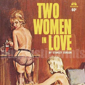 lesbian print Two Women in Love vintage pulp paperback cover repro lesbian pulp print image 2