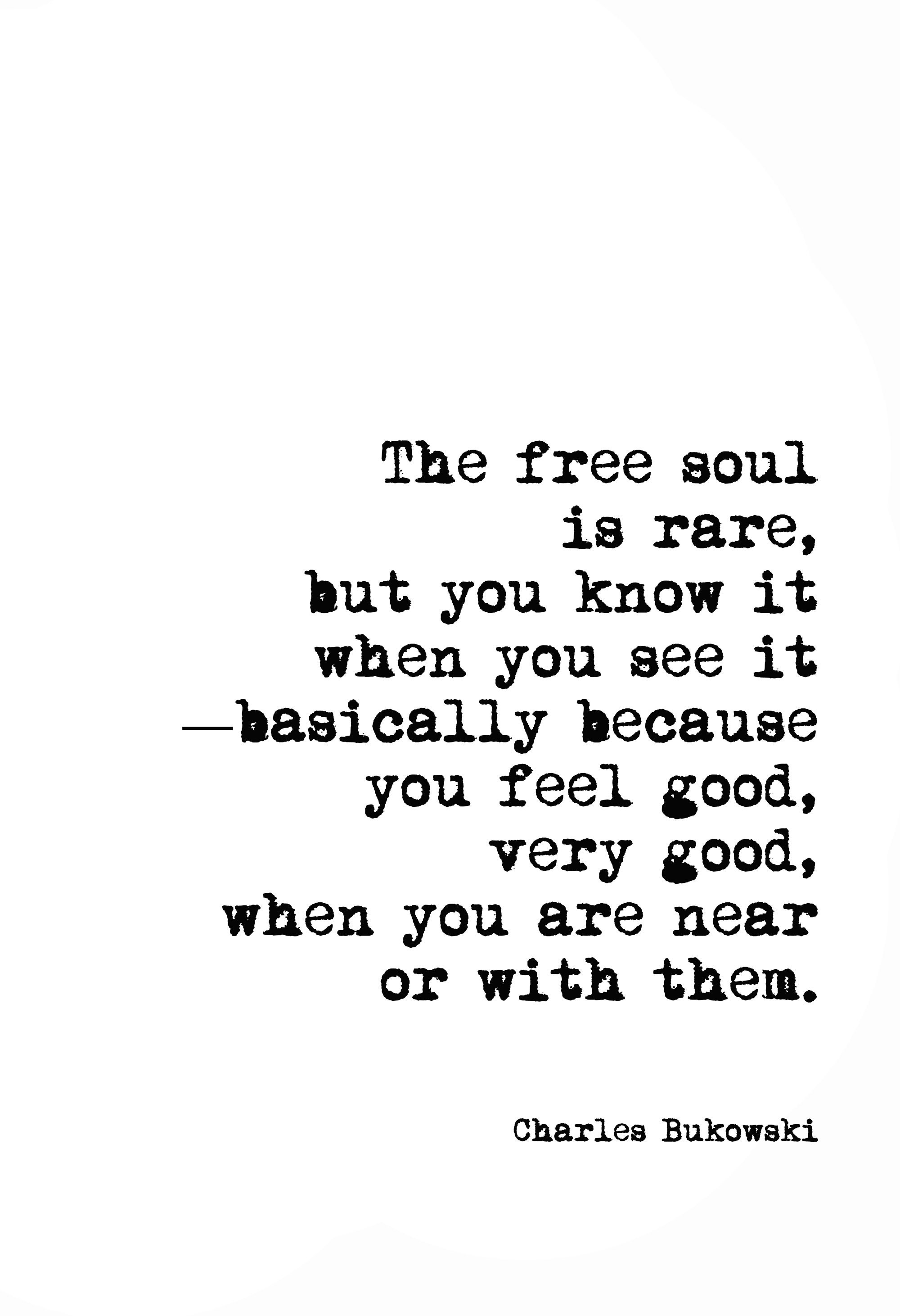 Charles Bukowski Free Soul Quote B/W Print Inspirational - Etsy