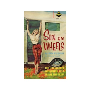Sin on Wheels — vintage omslagprint van papierpulp | retro pulpkunstprint