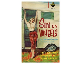 Sin on Wheels  — vintage pulp paperback cover print | retro pulp art print