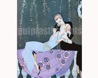 Art Deco Lesben Paar Druck: Vintage George Barbier Illustration