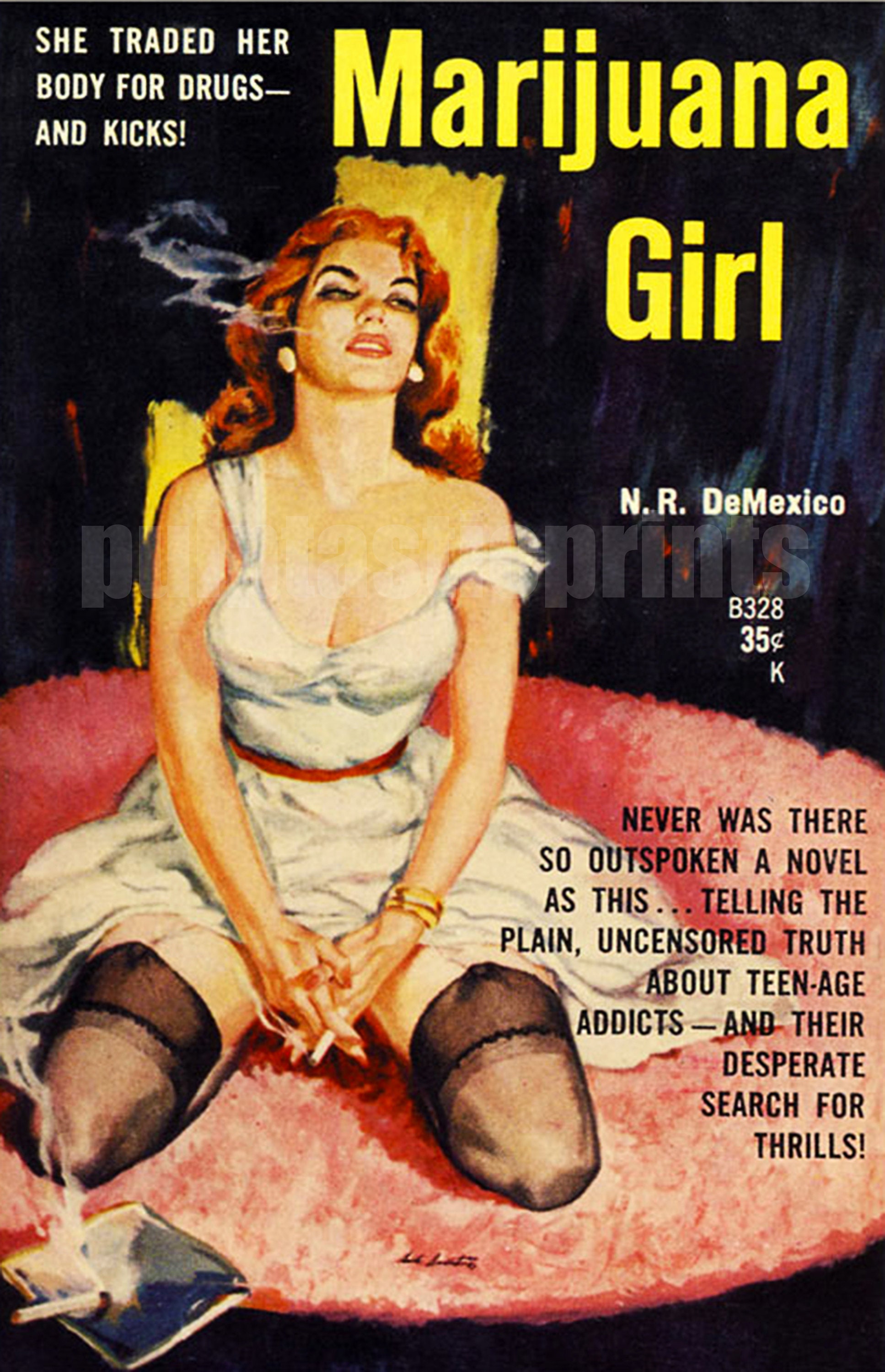 Marijuana pulp art print Marijuana Girl vintage pulp Etsy
