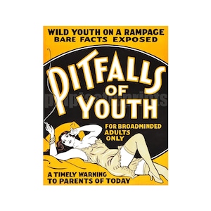 Marihuana Kult Filmplakat Pitfalls of Jugend — Repro eines vintage Anti-Drogen-Filmplakats