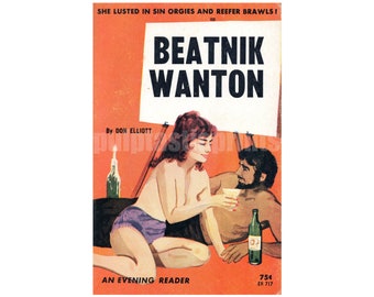 Beatnik Wannon — Vintage Pulp Taschenbuch Druck | Retro Pulp Kunstdruck