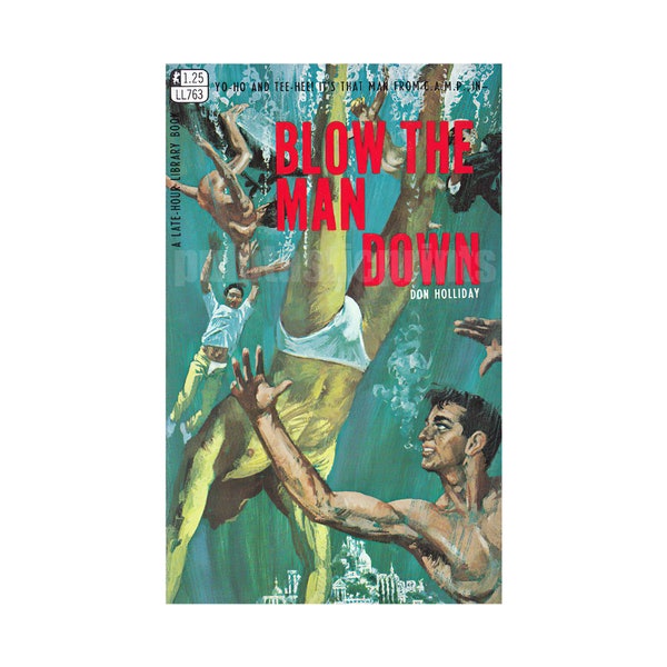 Affiche gay "Blow the Man Down" - Reproduction d'une couverture de livre de poche de pulp vintage
