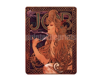 Grabado de Alphonse Mucha: Anuncio de papel de liar, reproducción Art Nouveau