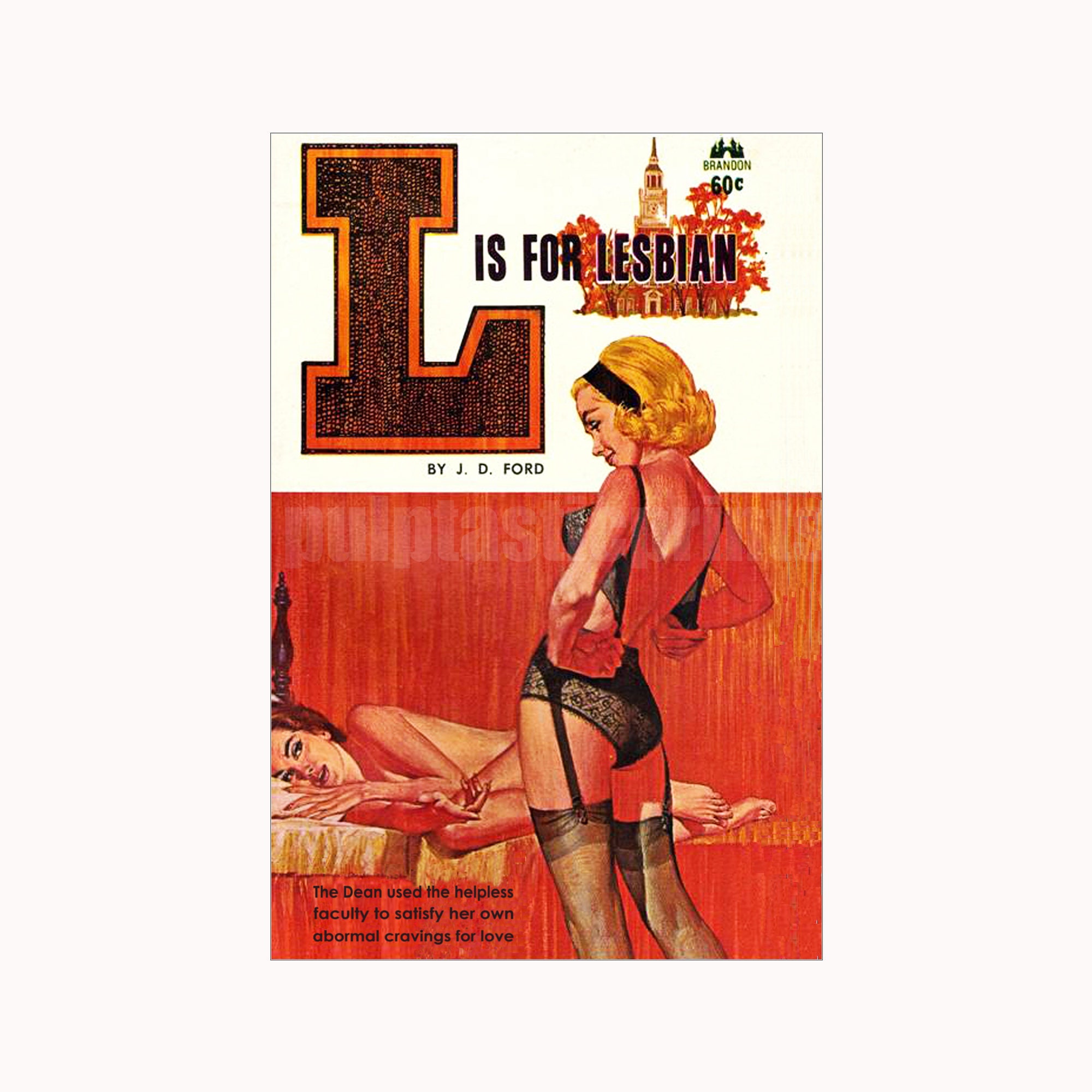 L is for Lesbian Print: Vintage Pulp Paperback Cover Repro