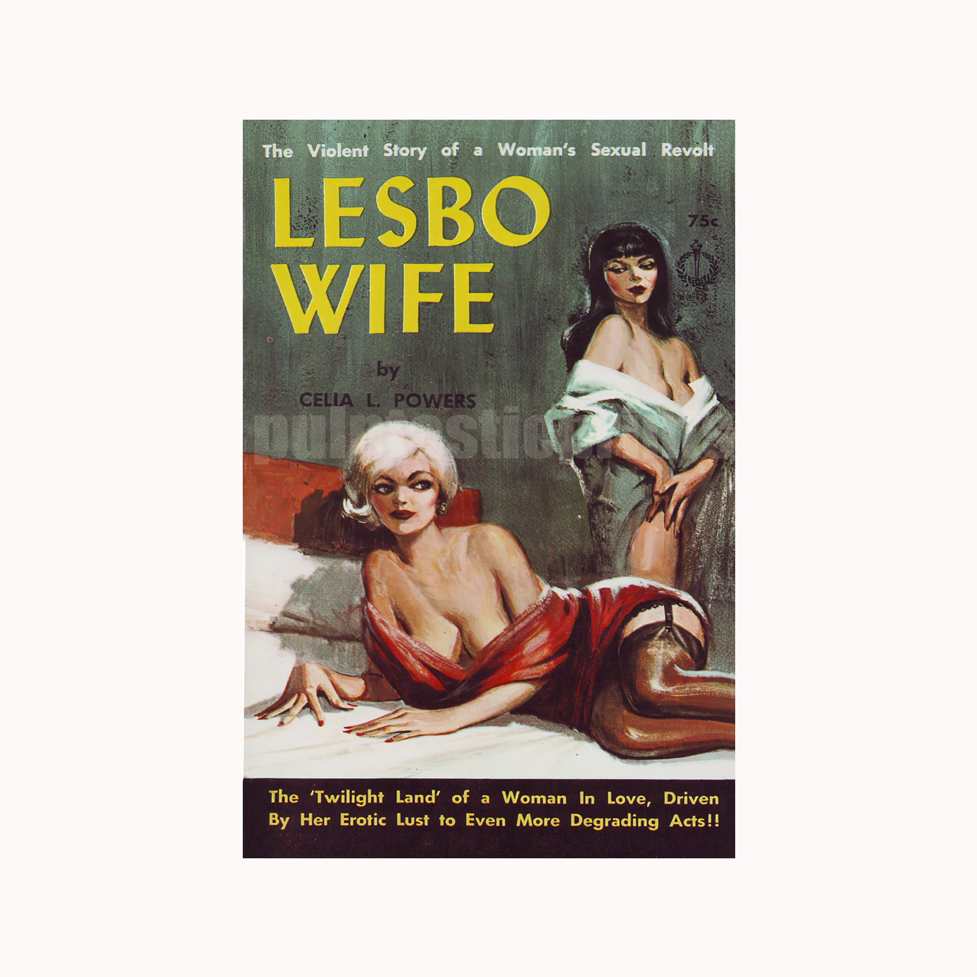 Lesbian Print Lesbo Wife Vintage Pulp Paperback Cover Repro photo