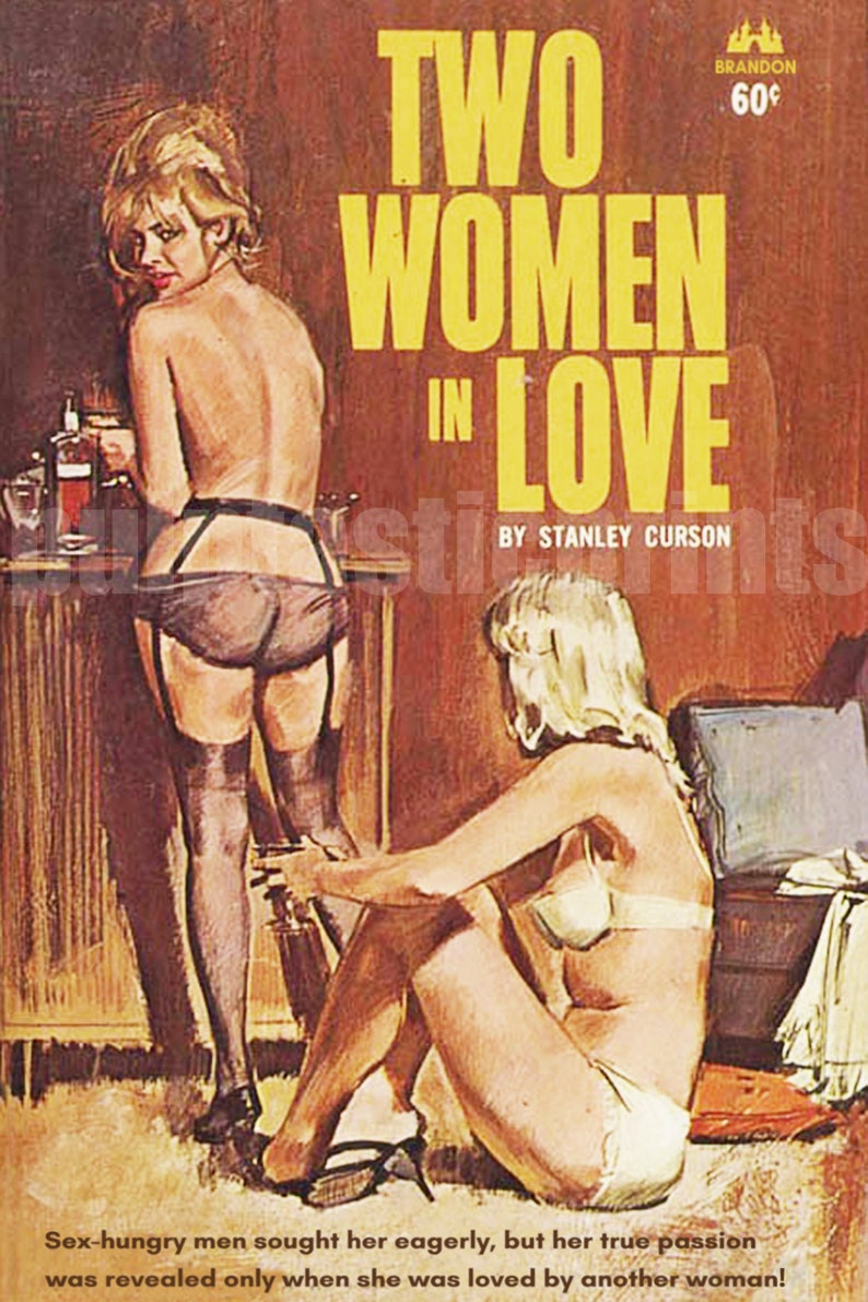 lesbian print Two Women in Love vintage pulp paperback cover repro lesbian pulp print image 2
