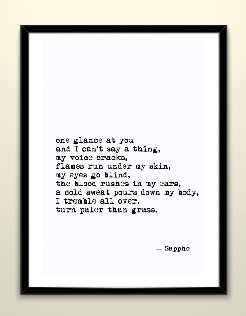 Sappho love poem One glance at you ... b&w print image 1