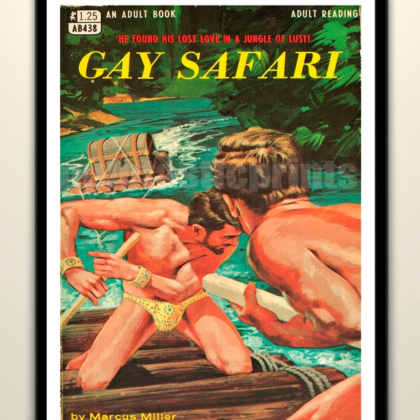 gay print Gay Safari —  vintage pulp paperback cover repro | gay pulp
