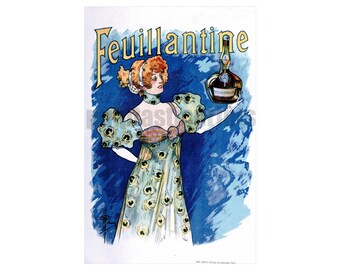 Feuillantinee vintage ad — repro of 1896 liqueur ad | art nouveau print
