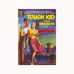 Tough Kid uit Brooklyn — vintage papierpulp met omslagprint | retro pulpkunstprint