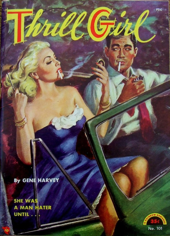 Retro Pulp Art Print: Thrill Girl Paperback Cover - Etsy