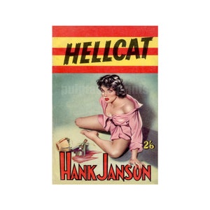 Hellcat — vintage papierpulp paperback omslag repro | pulpkunstafdruk