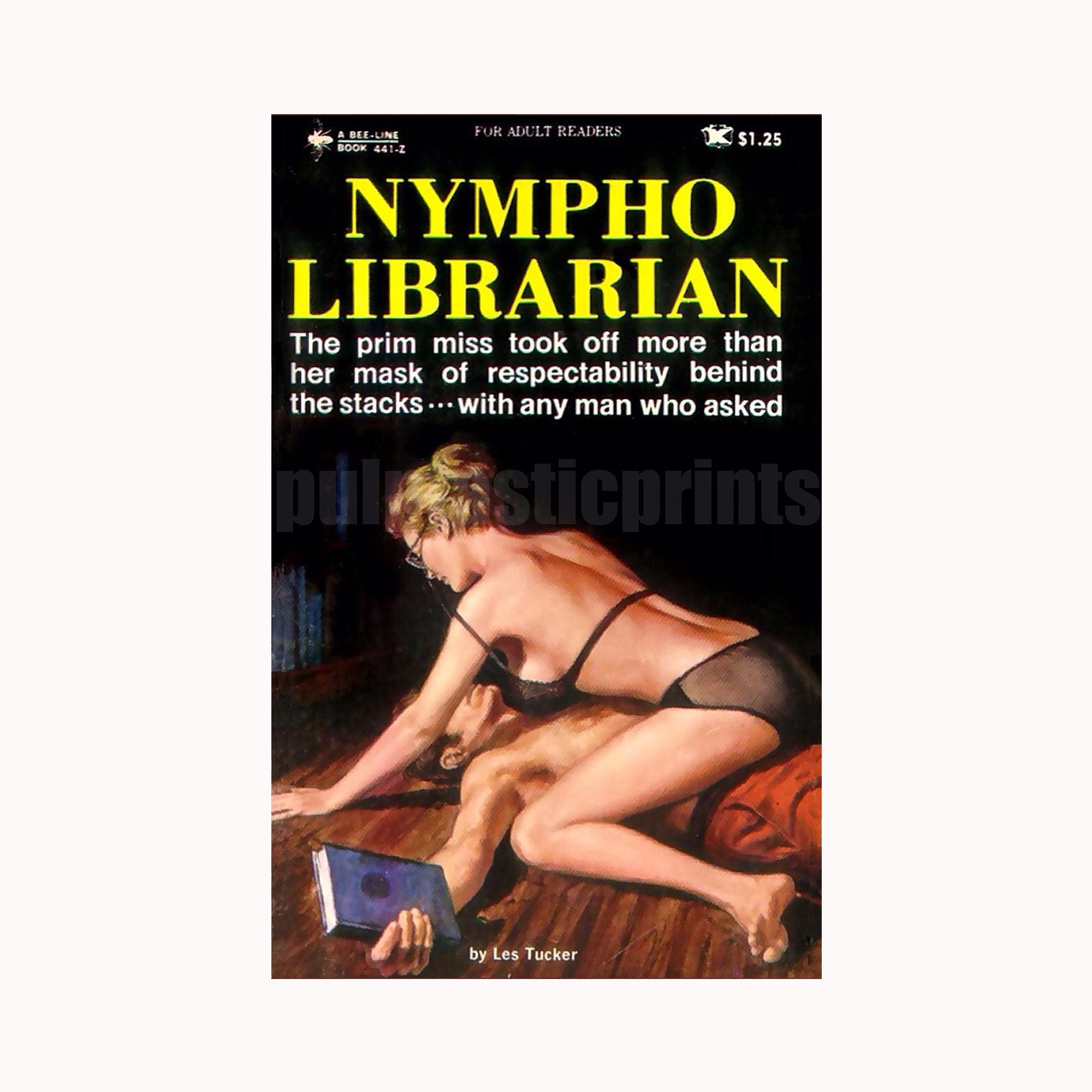 Nympho Librarian — vintage pulp paperback cover print | retro pulp art print