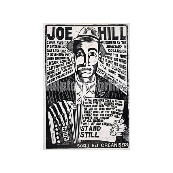 socialist print Joe Hill — repro of vintage anti-capitalist poster of activist/songwriter Joe Hill  |IWW | worker's rights