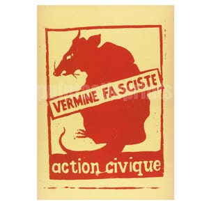Cartel de protesta Vermine Fasciste (Vermine Fascistas): reproducción del cartel de protesta francés de mayo de 1968, impresión izquierdista, impresión antifascista.