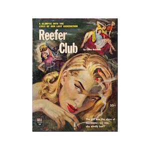 Reefer Club — vintage fabric broschiert cover | Marihuana-Pulpe Kunstdruck