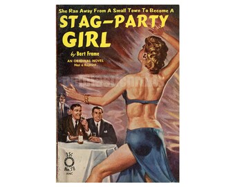 Stag Party Girl Pulp Paperback Cover Art Print