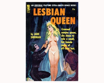 Lesbische koningin-print: vintage pulp paperback-omslagkunst