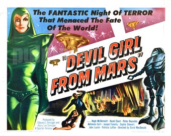 cult sci fi Devil Girl from Mars (2)  —  vintage sci fi movie poster repro  |  science fiction pulp print