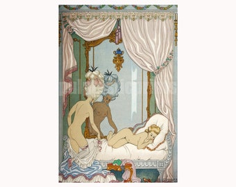 Lesbian Art Deco Print: Les Liaisons Dangereuses, 1934 George Barbier Illustration