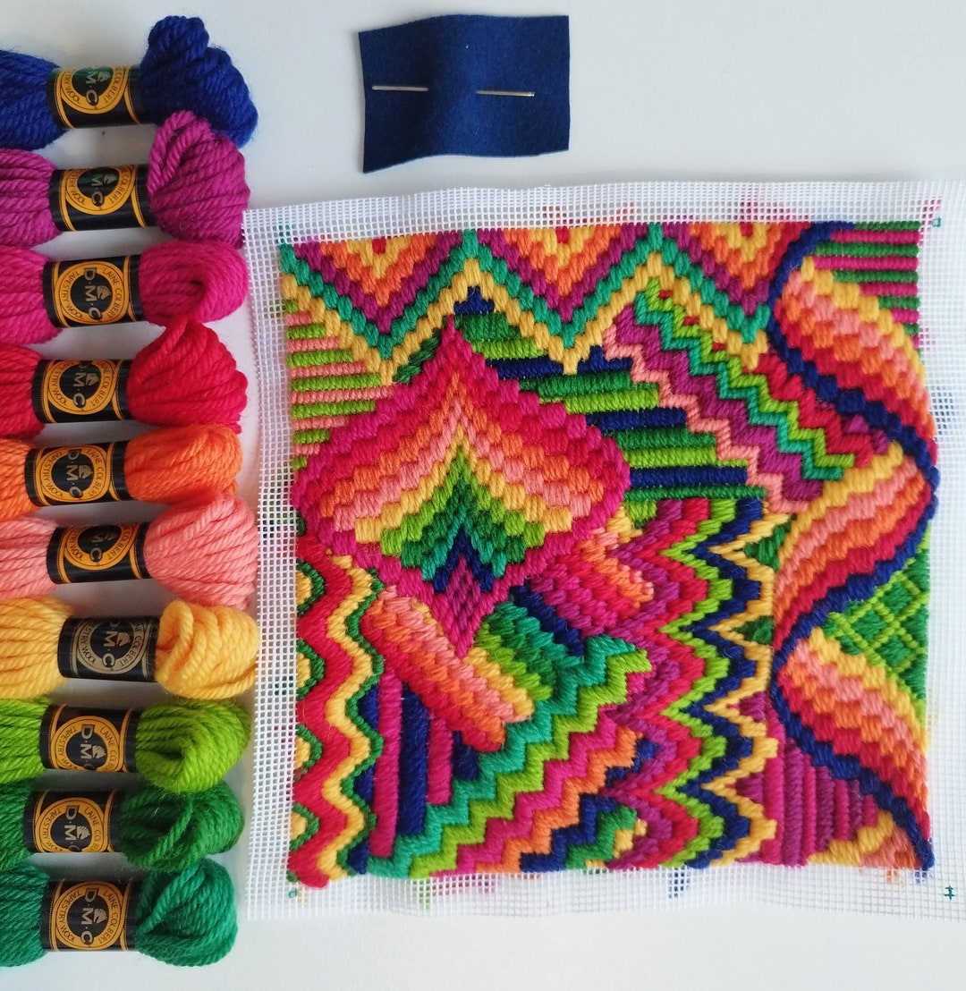 PDF INSTANT DOWNLOAD Bargello Needlepoint Kit 7X7 Inch Rainbow Tapestry