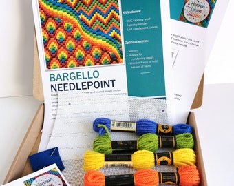 Bargello Needlepoint Kit | 6x6 inch | Rainbow | Adventurous Beginner | Tapestry | Needlework embroidery | DIY letterbox craft | Mindfulness