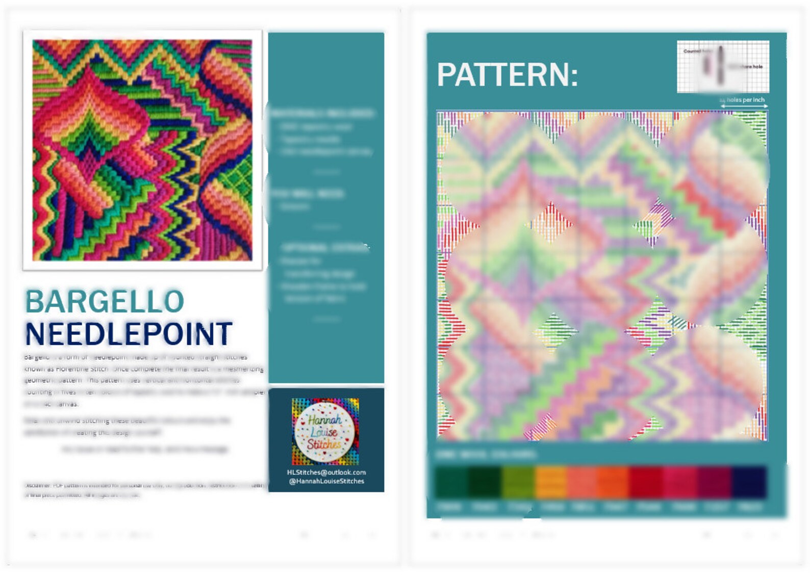 PDF INSTANT DOWNLOAD Bargello Needlepoint Kit 7X7 Inch Rainbow Tapestry