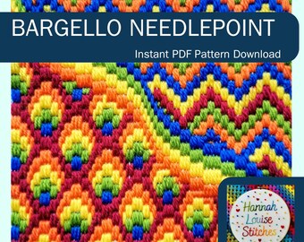 PDF INSTANT DOWNLOAD Bargello Needlepoint Pattern Chart | 6x6 inches on 14ct canvas | Rainbow | Tapestry | Embroidery | Craft Kit | diy