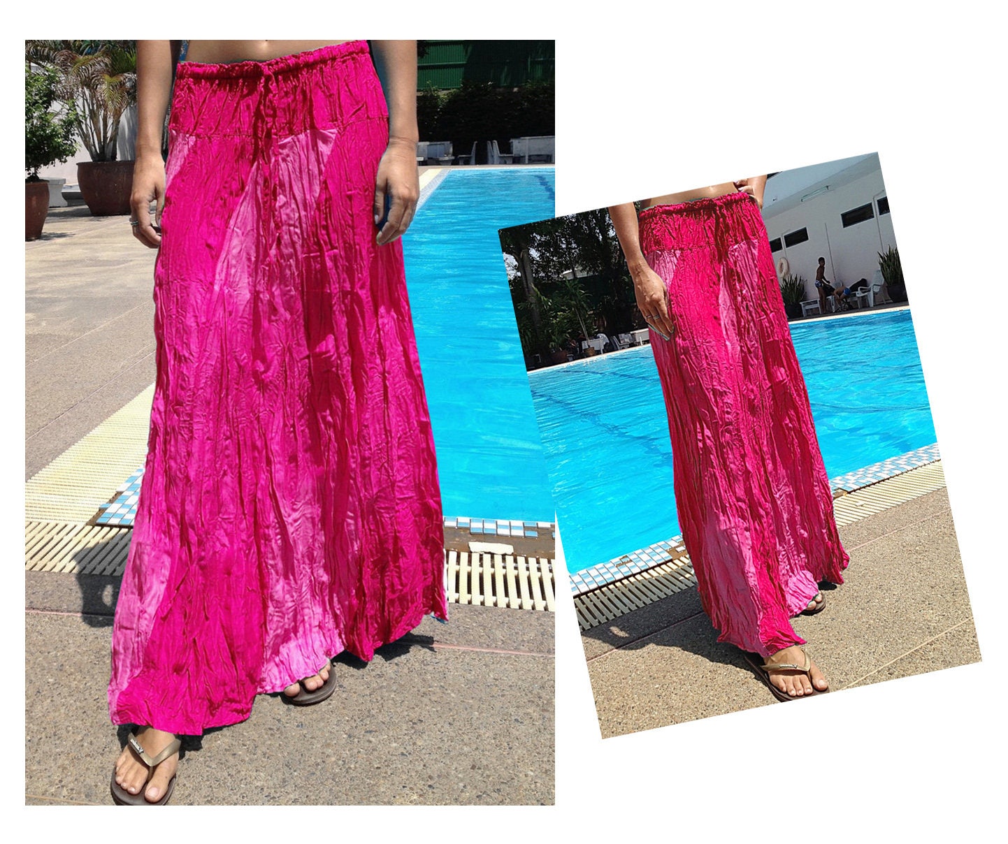 Lange rok Gipsy zomer zon Boho elastisch koord taille Two Lange rok Gipsy zomer zon Boho elastisch koord taille Two