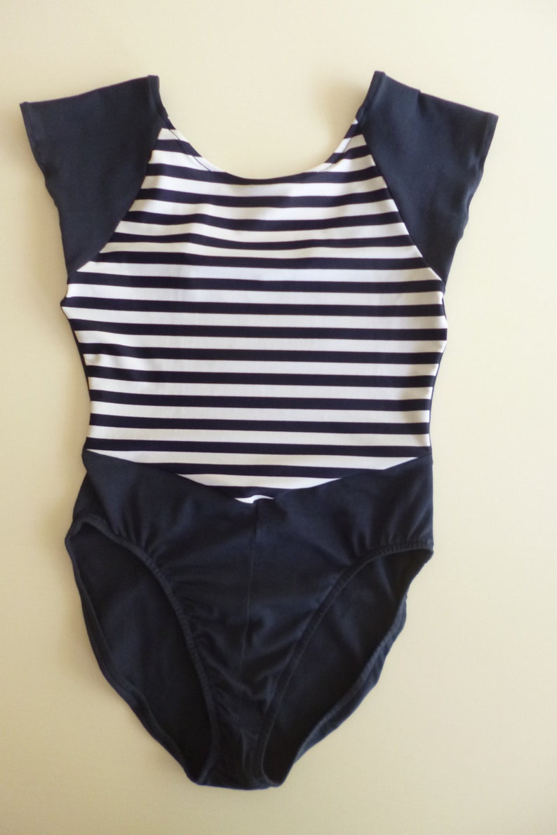 Navy 80s Leotard With Nautical Stripe Inspired by Vintage - Etsy