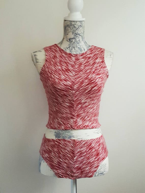 pink and white striped two piece set