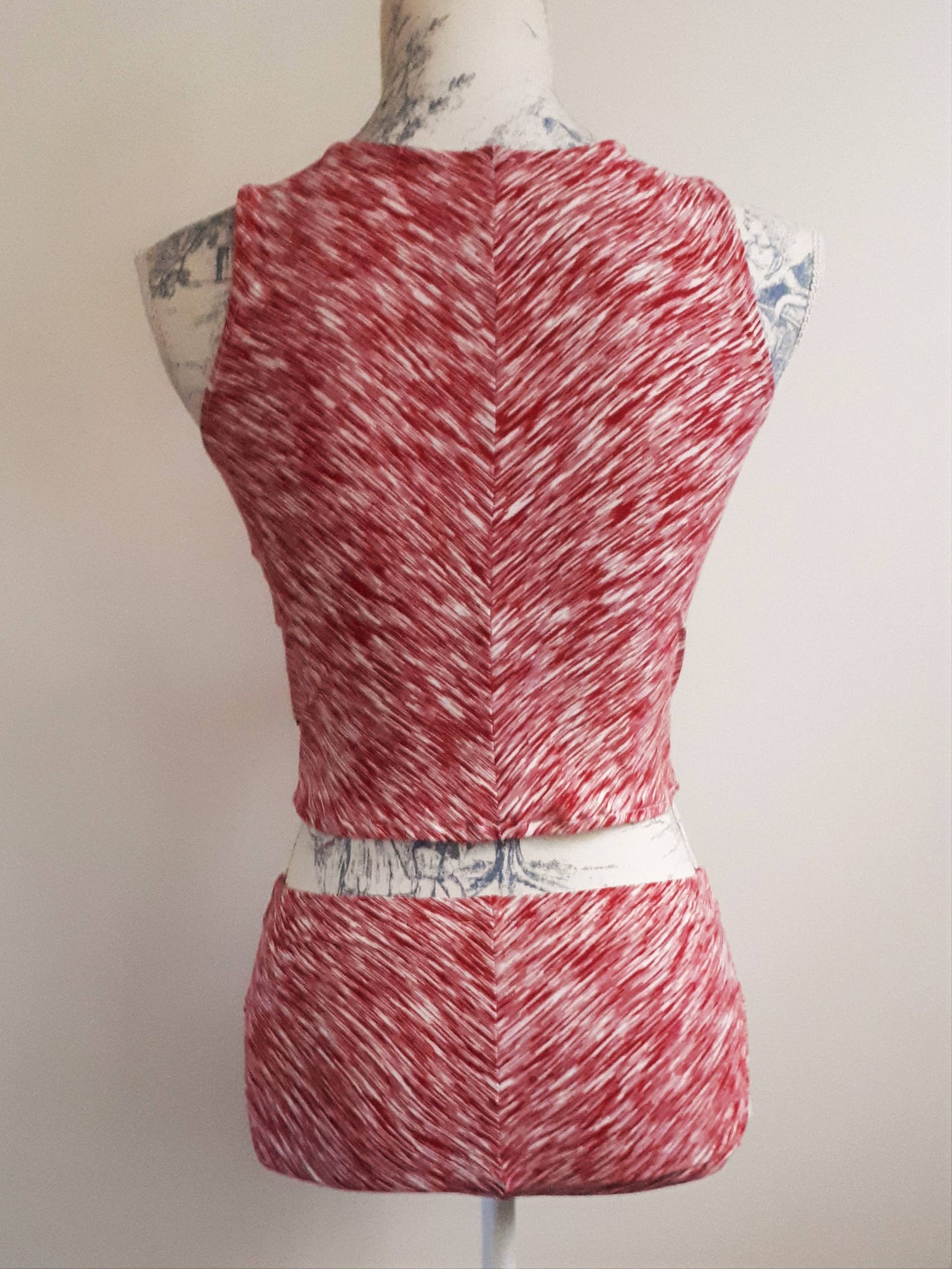 80s Leotard Red and White Stripe Two Piece Set - Etsy